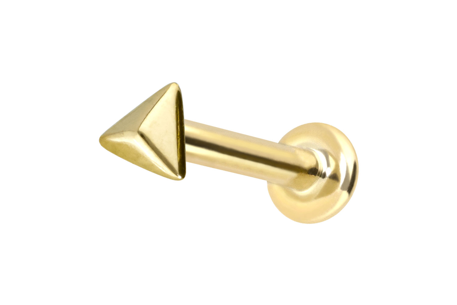 14 Karat Gold Labret Piercing mit Push Fit PYRAMIDE